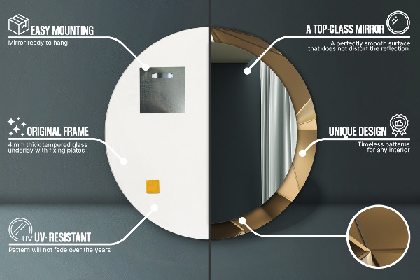 Runder spiegel mit dekorativem aufdruck Moderne Abstraktion