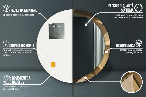 Runder spiegel mit dekorativem aufdruck Moderne Abstraktion