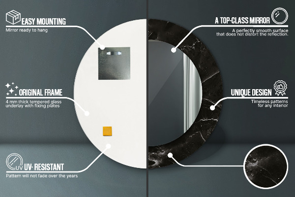 Runder spiegel mit dekorativem aufdruck Marmorstein