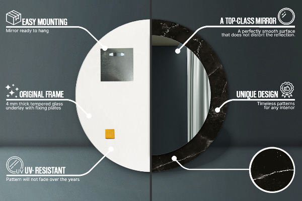 Runder spiegel mit dekorativem aufdruck Marmorstein