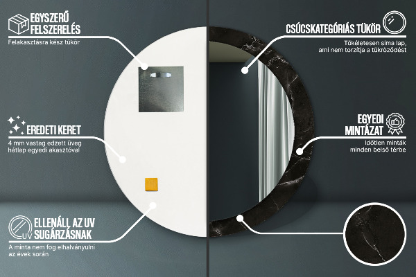 Runder spiegel mit dekorativem aufdruck Marmorstein