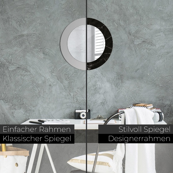 Runder spiegel mit dekorativem aufdruck Marmorstein