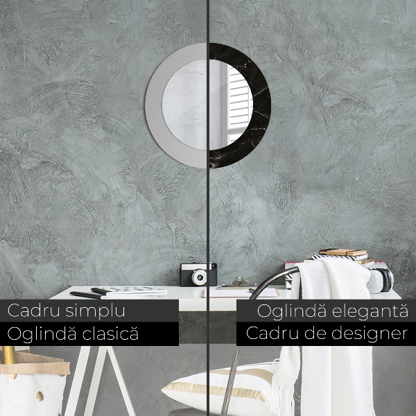 Runder spiegel mit dekorativem aufdruck Marmorstein