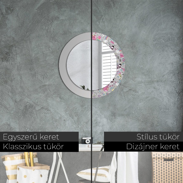 Runder spiegel mit dekorativem aufdruck Panda Unicorn