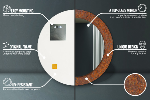 Runder spiegel aufdruck Rostiges Metall