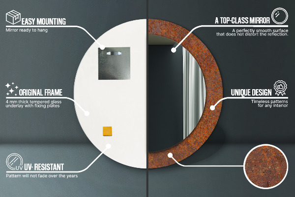 Runder spiegel aufdruck Rostiges Metall