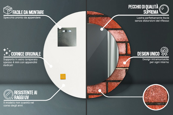 Runder spiegel aufdruck roter Ziegelstein