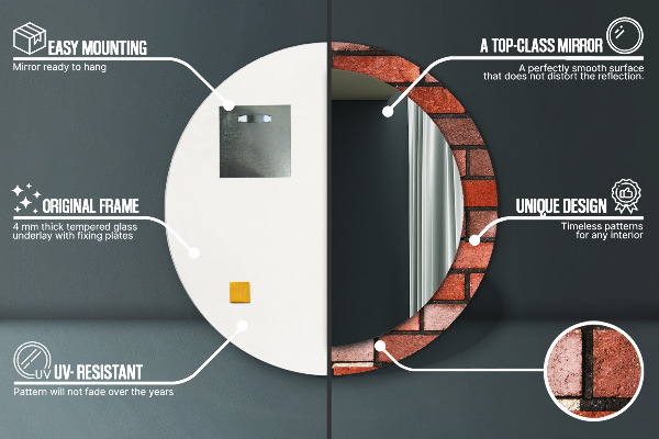 Runder spiegel aufdruck roter Ziegelstein