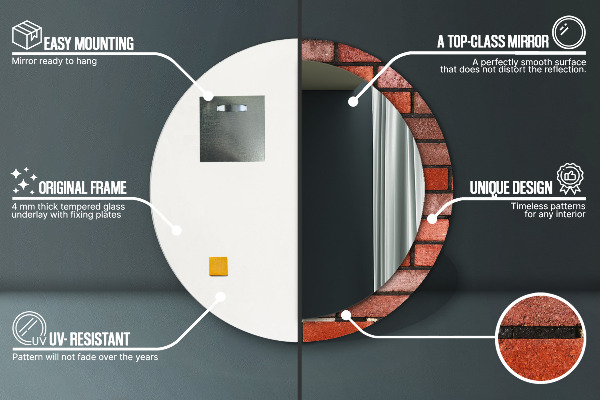 Runder spiegel aufdruck roter Ziegelstein