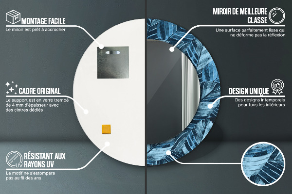 Runder spiegel mit dekoration Dschungelblätter