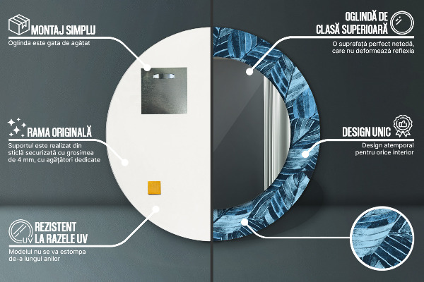 Runder spiegel mit dekoration Dschungelblätter