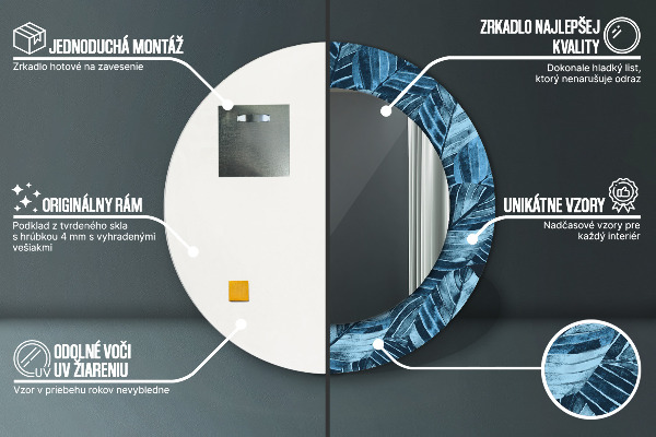 Runder spiegel mit dekoration Dschungelblätter