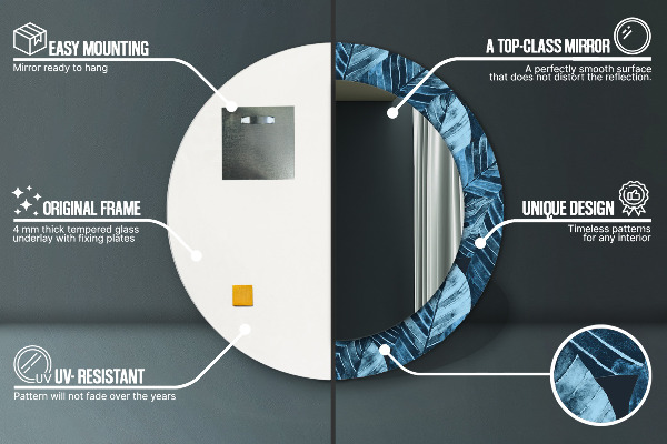 Runder spiegel mit dekoration Dschungelblätter