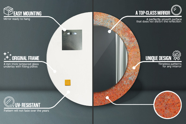 Runder spiegel mit dekoration Rostiges Metall