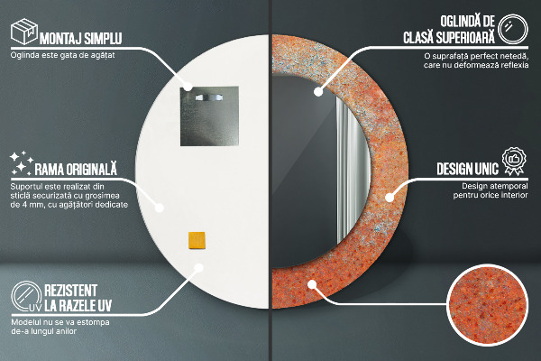 Runder spiegel mit dekoration Rostiges Metall