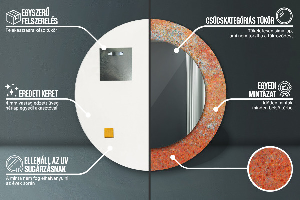 Runder spiegel mit dekoration Rostiges Metall