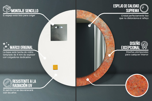 Runder spiegel mit dekoration Rostiges Metall