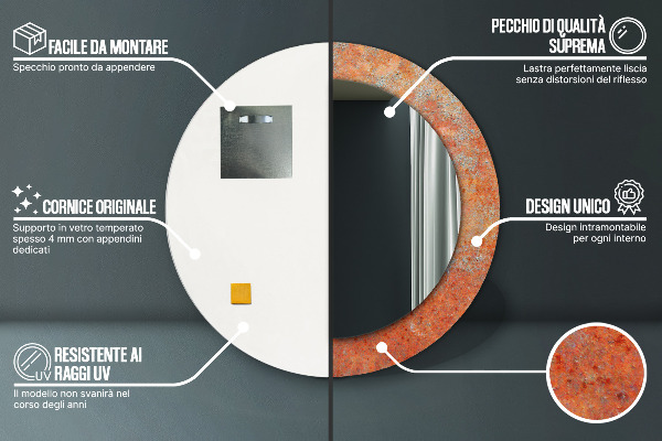 Runder spiegel mit dekoration Rostiges Metall