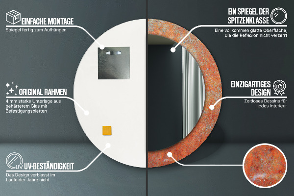 Runder spiegel mit dekoration Rostiges Metall
