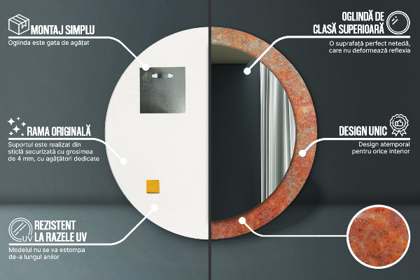 Runder spiegel mit dekoration Rostiges Metall