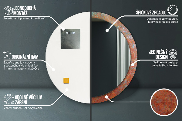 Runder spiegel mit dekoration Rostiges Metall