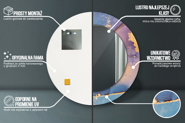 Runder spiegel mit dekoration Marmorstein
