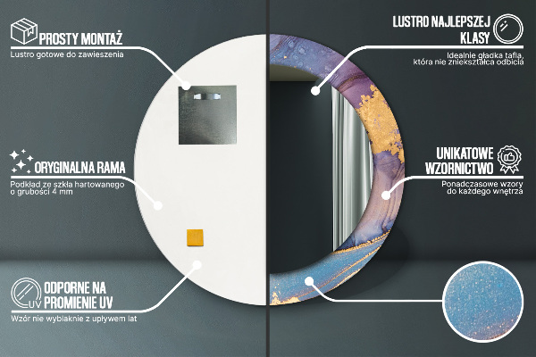 Runder spiegel mit dekoration Marmorstein