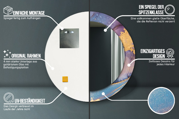 Runder spiegel mit dekoration Marmorstein