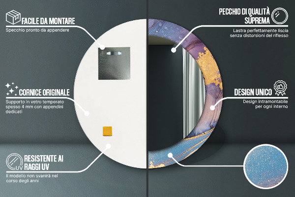 Runder spiegel mit dekoration Marmorstein