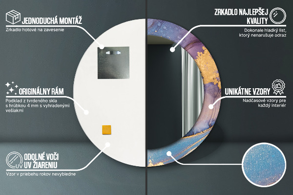 Runder spiegel mit dekoration Marmorstein