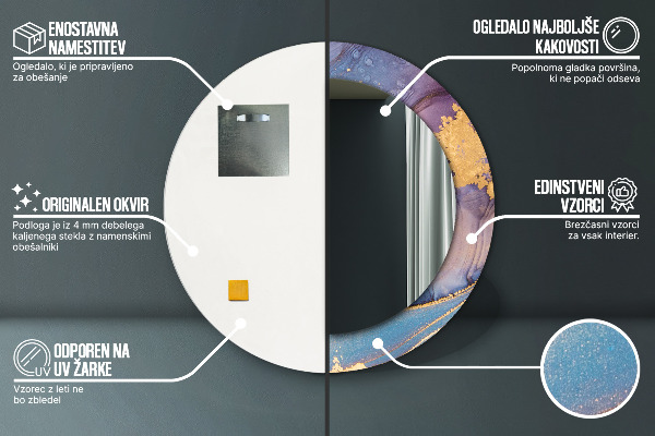 Runder spiegel mit dekoration Marmorstein