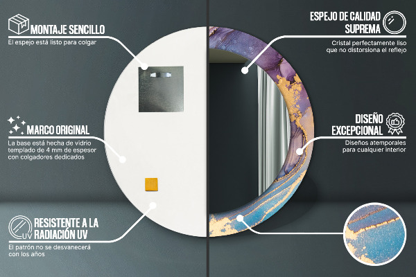 Runder spiegel mit dekoration Marmorstein