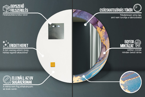 Runder spiegel mit dekoration Marmorstein