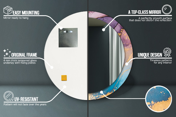 Runder spiegel mit dekoration Marmorstein