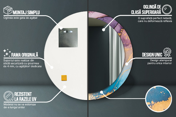 Runder spiegel mit dekoration Marmorstein