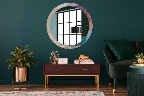 Runder spiegel mit dekoration Marmorstein