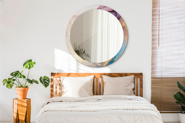 Runder spiegel mit dekoration Marmorstein