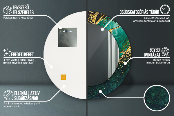 Runder spiegel mit dekoration Marmorgrün