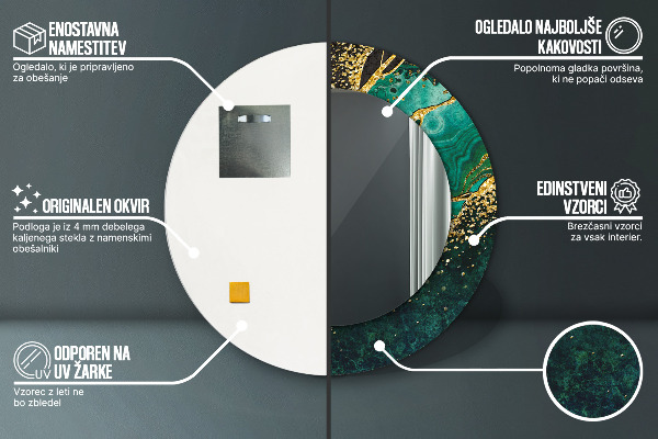 Runder spiegel mit dekoration Marmorgrün