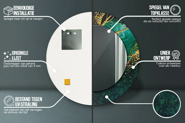 Runder spiegel mit dekoration Marmorgrün