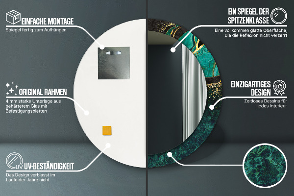Runder spiegel mit dekoration Marmorgrün