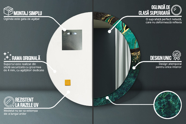 Runder spiegel mit dekoration Marmorgrün