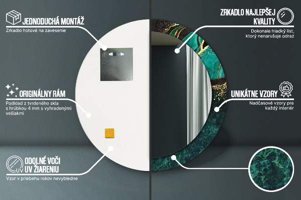 Runder spiegel mit dekoration Marmorgrün