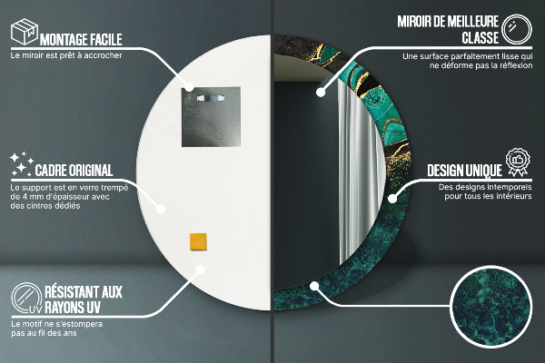 Runder spiegel mit dekoration Marmorgrün