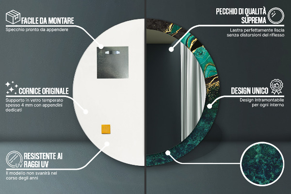 Runder spiegel mit dekoration Marmorgrün