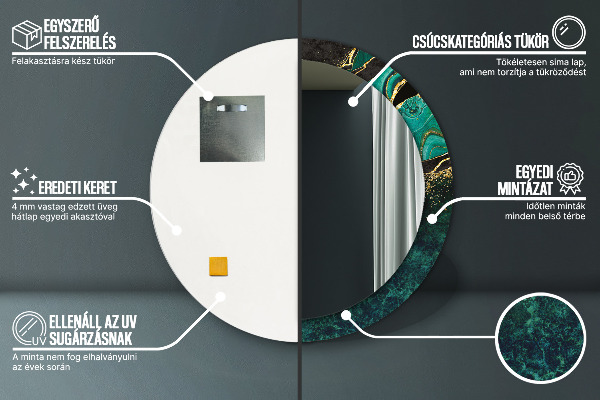 Runder spiegel mit dekoration Marmorgrün