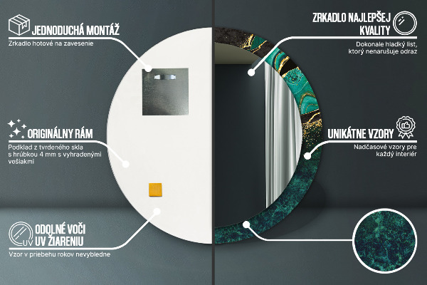 Runder spiegel mit dekoration Marmorgrün