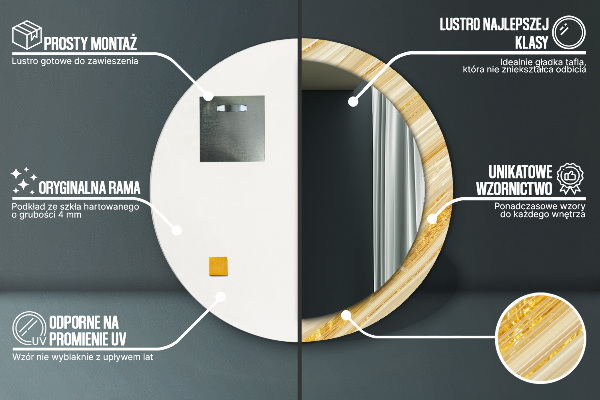 Runder spiegel mit dekoration Goldenes Zusammenfassung