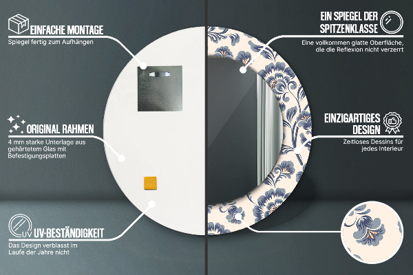 Runder spiegel mit dekoration Blumenmuster