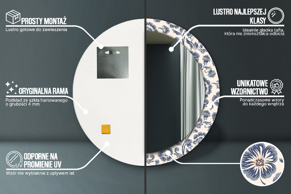 Runder spiegel mit dekoration Blumenmuster